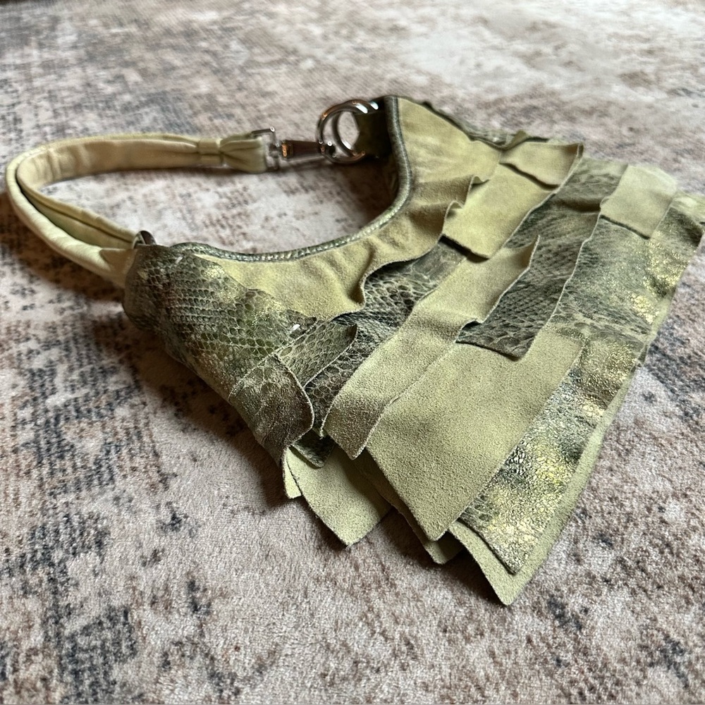 Pietro Alessandro Leather Suede
Tiered Shoulder‎ Bag Purse
Lime Green Snake Skin - Picture 9 of 11